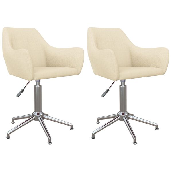 vidaXL Snurrbara matstolar 2 st gr&auml;ddvit tyg