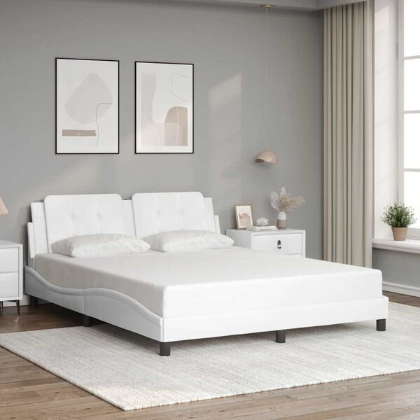vidaXL Bed Frame without Mattress "Zadar" White 160x200 cm Faux Leather