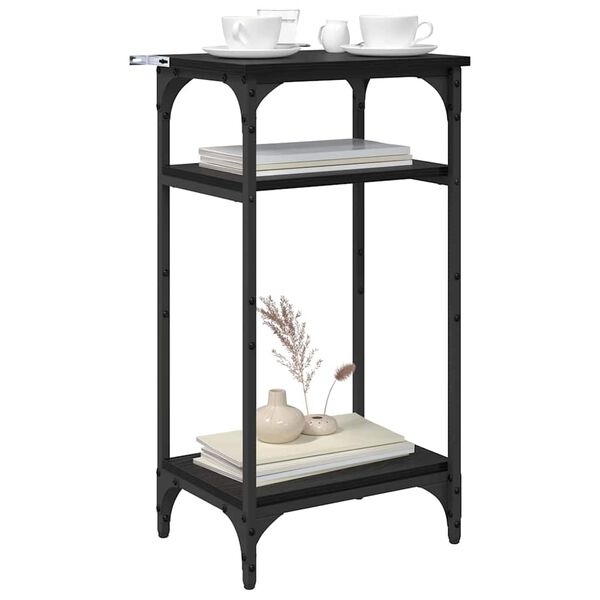 vidaXL Sidobord med hylla Svart Ek 40 x 30 x 75 cm Konstruerat tr&auml;