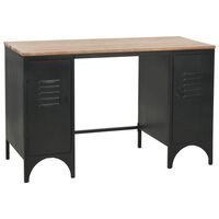 vidaXL Skrivbord massivt furuträ och stål 120x50x76 cm