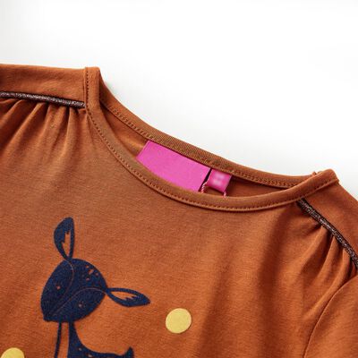 T-shirt med långa ärmar för barn konjaksbrun 92