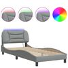 vidaXL Bed Frame with LED without Mattress "Hvar" Light Grey 90x200 cm Fabric