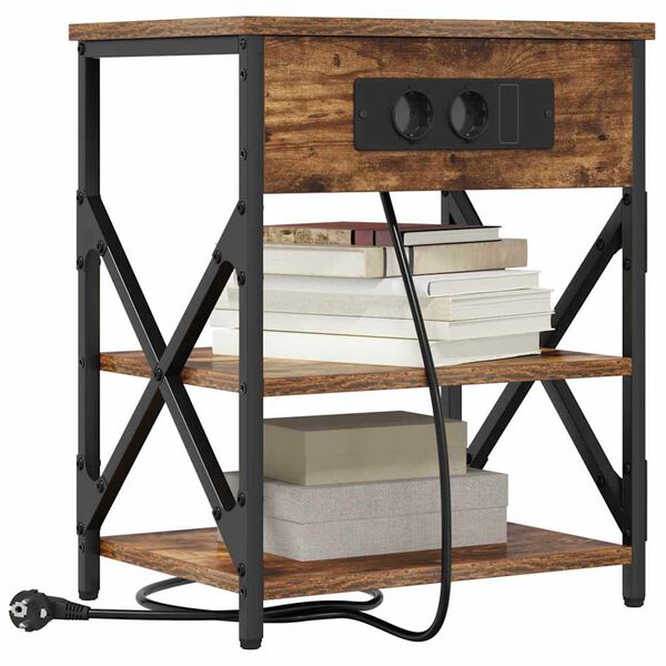 vidaXL Nattduksbord med hylla R&ouml;kt ek 41 x 31 x 51 cm Konstruerat tr&auml;