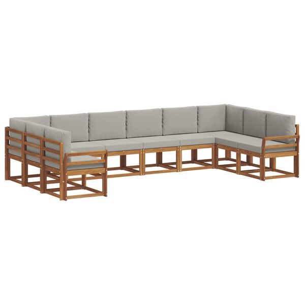 vidaXL Utomhussoffset med kudde 10 pcs Naturlig och Ljus Gr&aring;