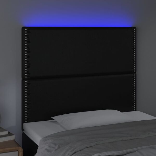 vidaXL S&auml;nggavel LED svart 90x5x118/128 cm konstl&auml;der