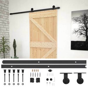 vidaXL Skjutd&ouml;rr 90 x 210 cm Massiv furu Naturlig och svart
