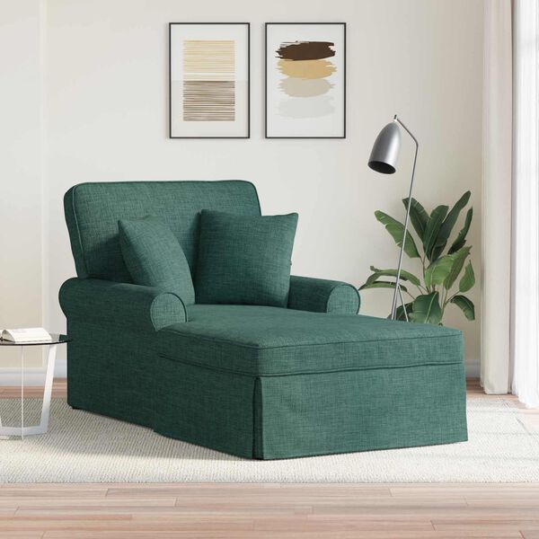 vidaXL Chaise Lounge med Kjol med kudde M&ouml;rkgr&ouml;n 91 x 157 x 91 cm tyg