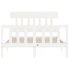vidaXL Sängram med huvudgavel vit massivt trä