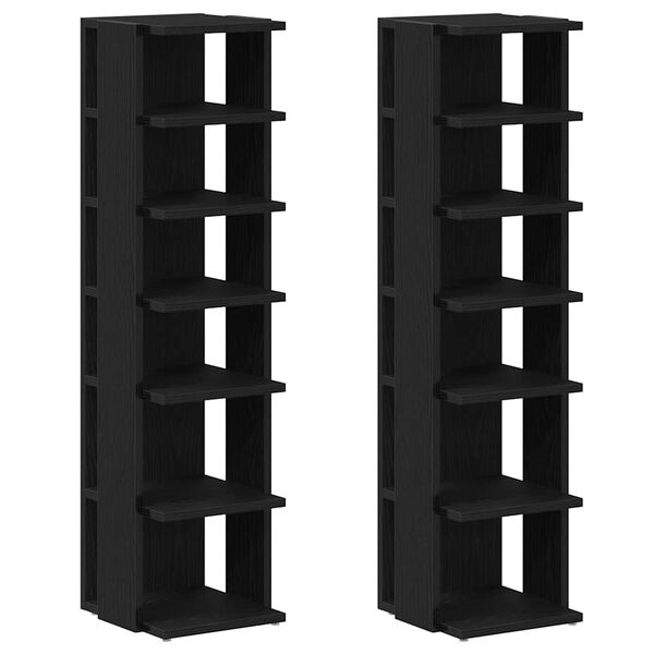 vidaXL Skohyllor 2 st svart ek 25x27x102 cm konstruerat tr&auml;