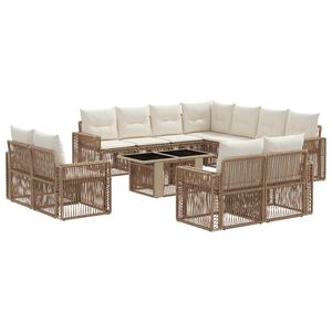 vidaXL Tr&auml;dg&aring;rdsoffset 12 st Beige och kr&auml;mvit konstrotting