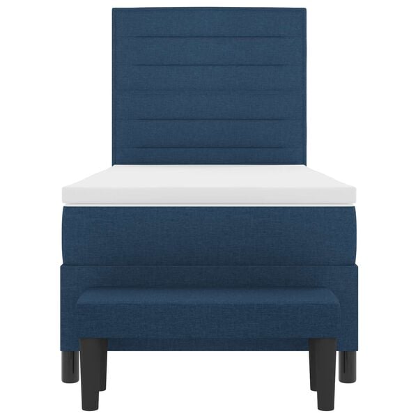 vidaXL B&auml;ddfj&auml;der med madrass med huvudgavel Bl&aring; 90 x 190 cm tyg