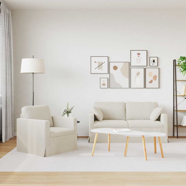 vidaXL Soffa 2 pcs Kr&auml;m 158 x 78 x 80 cm Sammet