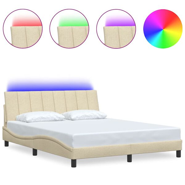 vidaXL Bed Frame without Mattress "Hanko" Cream 160x200cm Fabric