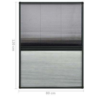 vidaXL Plisserat insektsnät med jalusi för fönster 80x120 cm aluminium