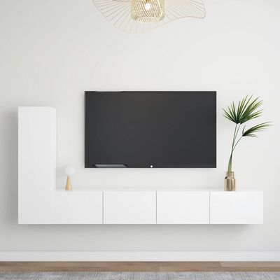 vidaXL TV-skåp 3 delar vit konstruerat trä