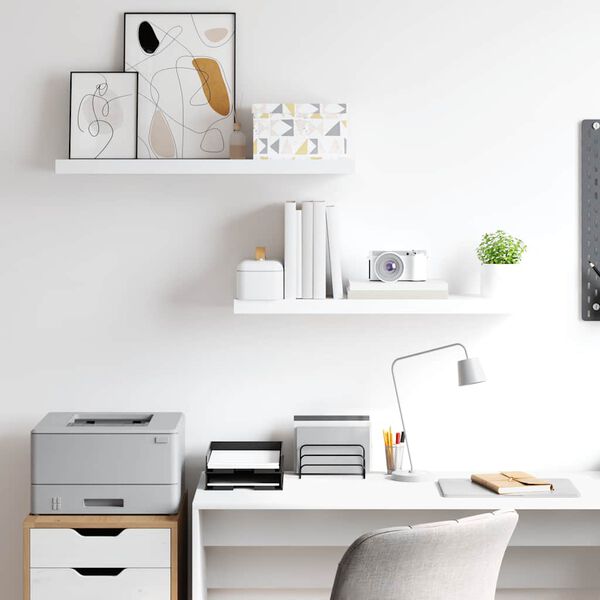 vidaXL Sv&auml;vande v&auml;gghyllor 2 st vit 80x23,5x3,8 cm MDF