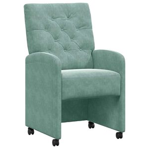 vidaXL Matstolar med hjul 2 pcs havsgr&ouml;n 58 x 67 x 97 cm Sammet