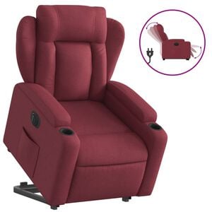 vidaXL Elektrisk reclinerf&aring;t&ouml;lj med uppresningshj&auml;lp vinr&ouml;d tyg