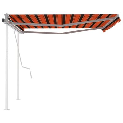 vidaXL Markis med stolpar manuellt infällbar 4x3 m orange och brun