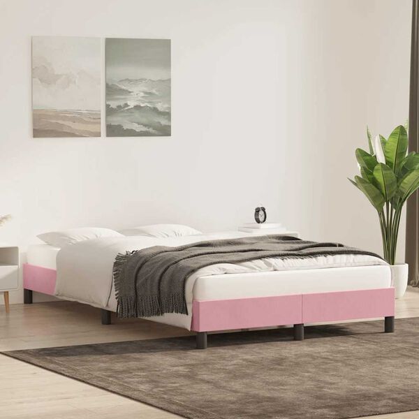 vidaXL S&auml;ngram utan madrass rosa 120x210 cm sammet