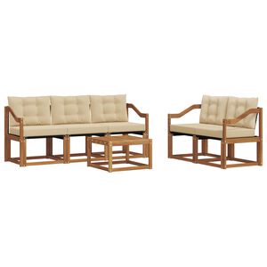 vidaXL Utomhussoffset med kudde 6 pcs Naturlig och Beige