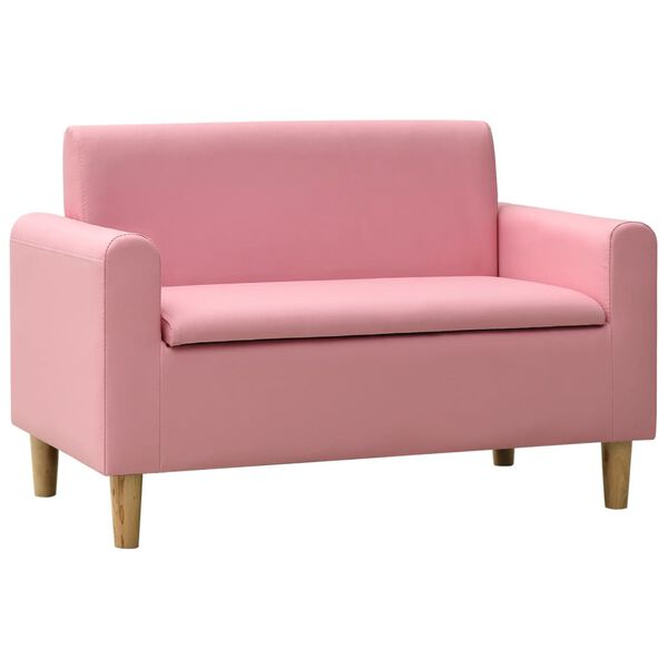 vidaXL Barnsoffa 2-sits rosa konstl&auml;der