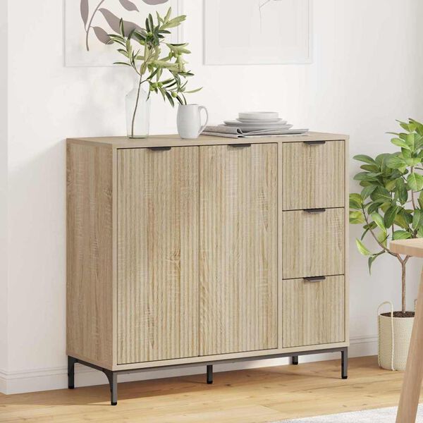 vidaXL Sideboard med l&aring;da Sonoma-ek 89,5 x 33 x 82 cm Konstruerat tr&auml;