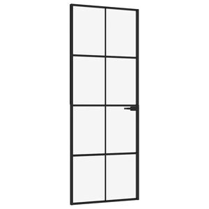 vidaXL Innerd&ouml;rr 76x201,5 cm h&auml;rdat glas och aluminium slim