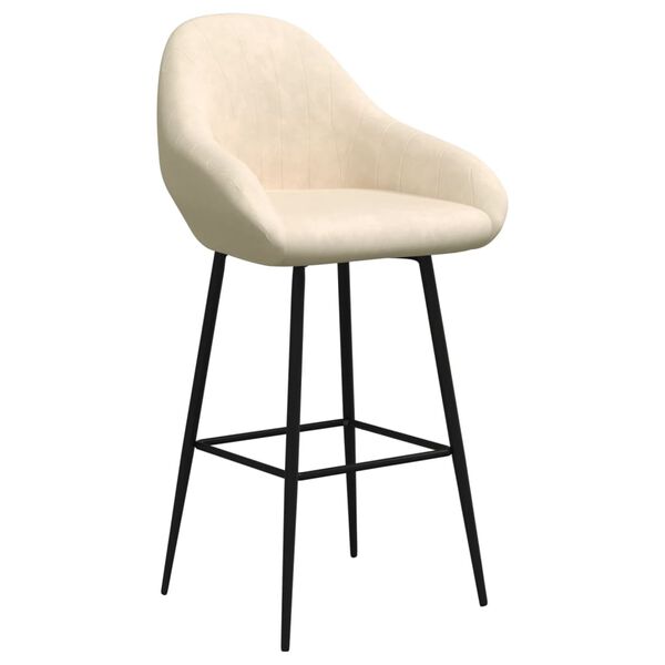 vidaXL Barstol gr&auml;ddvit sammet