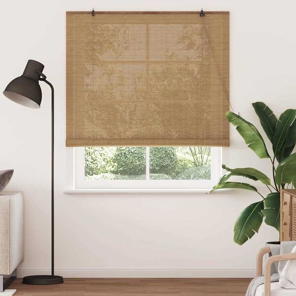 vidaXL Rullgardin med gardiner Brun 150 x 220 cm Bambu