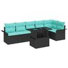 vidaXL Tr&auml;dg&aring;rdsoffset med kudde med lagring 7 pcs Svart Poly rattan