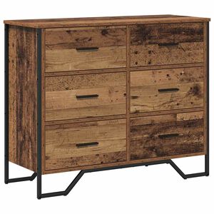 vidaXL Kommode 6-L&aring;da Gammalt tr&auml; 91 x 35,5 x 74,5 cm