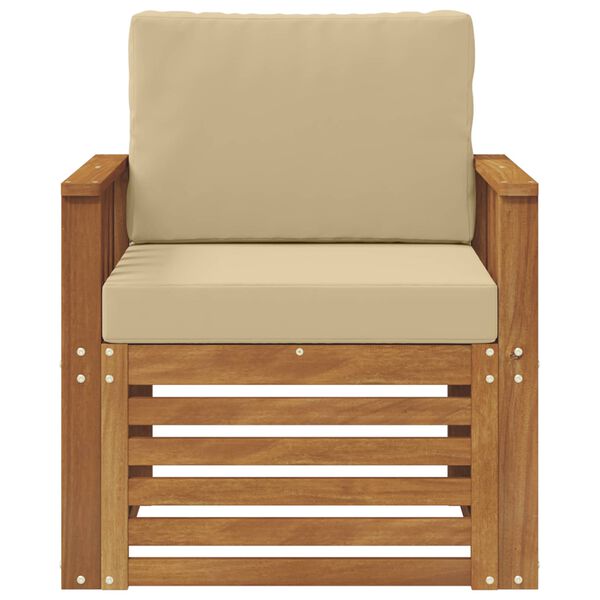 vidaXL Utomhussoffset Massivt akaciatr&auml; och polyester Naturf&auml;rg