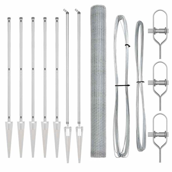 vidaXL St&auml;ngselstolpe Silver 10 x 1,5 m (25 mm n&auml;t) St&aring;l