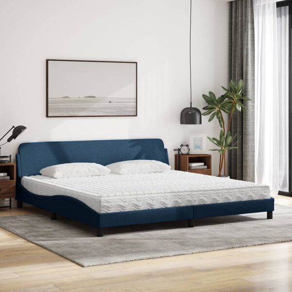 vidaXL Bed with Mattress "Dover" Blue 200x200 cm Fabric
