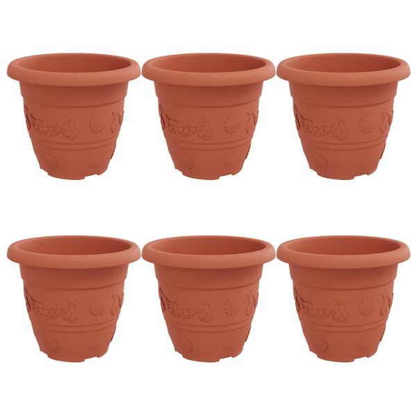 vidaXL Rund Blomkruka 6 pcs Murgr&ouml;n &Oslash; 26 x 21.5 cm Plast