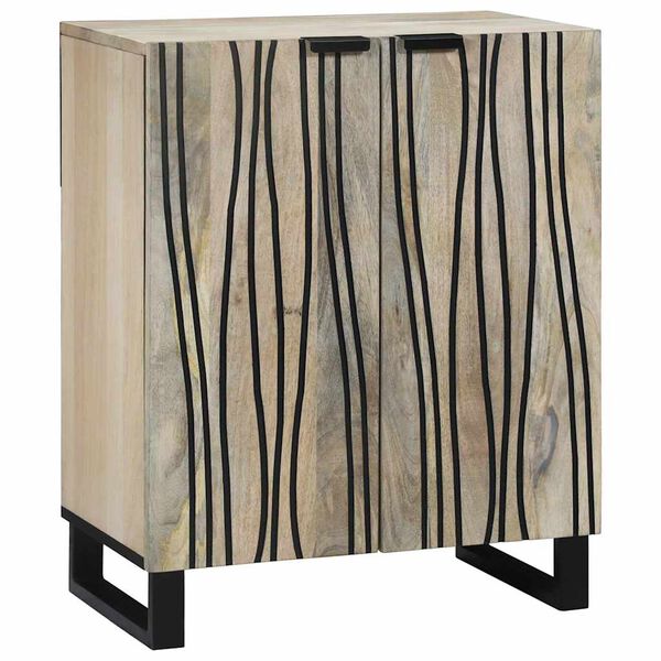 vidaXL Sideboard Vit 60 x 33,5 x 75 cm Massivt mangotr&auml;