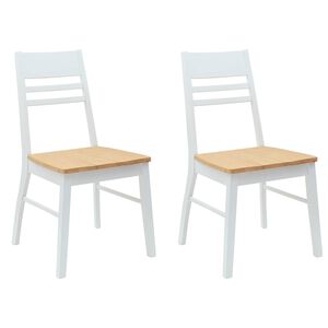 vidaXL Matstolar 2 st Massiv Gummitr&auml; Vit 43 x 54 x 89 cm