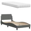 vidaXL Bed with Mattress Dark Grey 90x200 cm Fabric