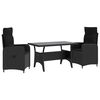 vidaXL Utomhusmatbord 3 pcs Svart konstrotting