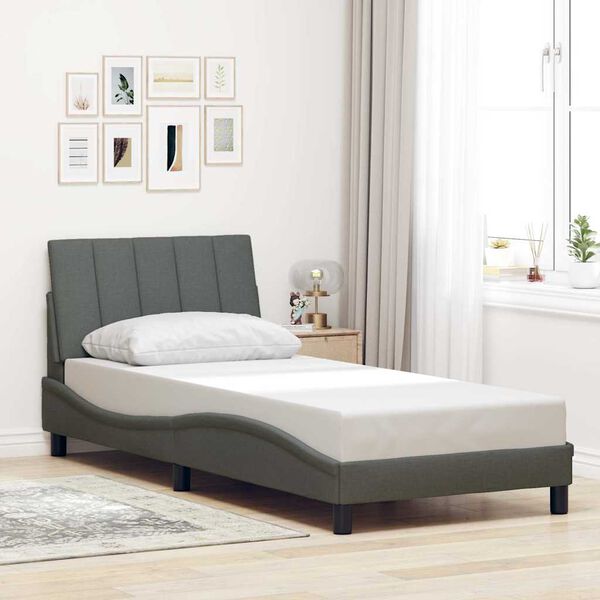 vidaXL Bed Frame without Mattress "Hanko" Dark Grey 80x200 cm Fabric
