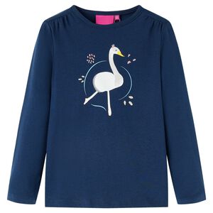 vidaXL T-shirt med l&aring;nga &auml;rmar f&ouml;r barn marinbl&aring; 116