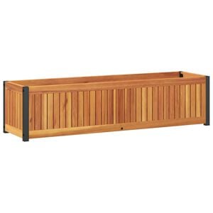 vidaXL Odlingsl&aring;da 110x30x27,5 cm massivt akaciatr&auml; och st&aring;l