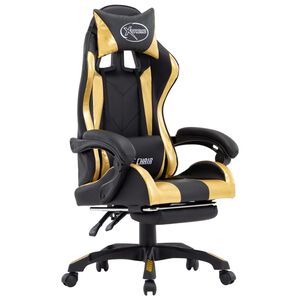 vidaXL Gamingstol med fotst&ouml;d guld och svart konstl&auml;der