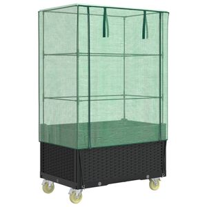 vidaXL Odlingsl&aring;da med v&auml;xthus&ouml;verdrag hjul rottinglook 80x50x182 cm