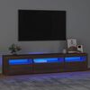 vidaXL Tv-b&auml;nk med LED-belysning brun ek 195x35x40 cm