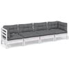 vidaXL Loungegrupp med dynor 4 delar massiv furu