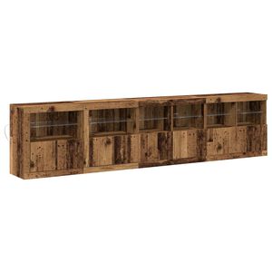 vidaXL LED-sido bord Gammalt tr&auml; 283 x 37 x 67 cm Konstruerat tr&auml;