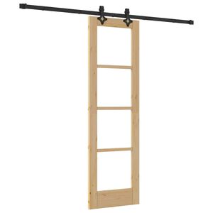 vidaXL Skjutd&ouml;rr Naturf&auml;rg 61 x 198,5 cm Massivt talltr&auml; och glas