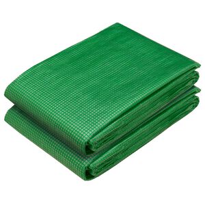 vidaXL Tarpaulin med &ouml;glor 2 st Gr&ouml;n 1,5 x 5 m 260 gsm PE